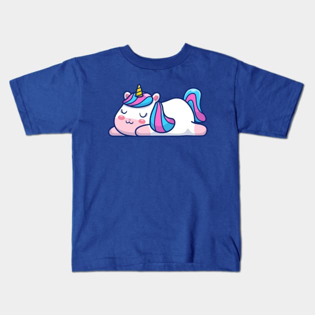 Cute Unicorn Sleeping.Cartoon Kids T-Shirt by Catalyst Labs